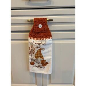 Crochet Top Kitchen Towel-Pumpkin spice everything gnome